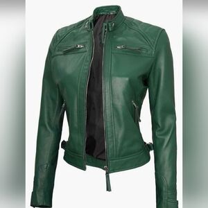 Women's Green Leather Jacket